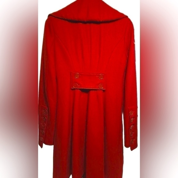Express Red Womens Winter Blazer Coat Jacket Single Long Sleeves Size S - Picture 2 of 2